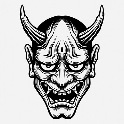 Hannya Demon Mask Illustration