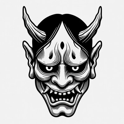 Oni Demon Mask Illustration