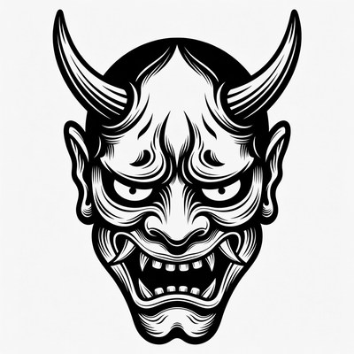 Oni Demon Mask Illustration
