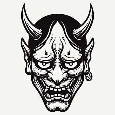 Hannya Demon Mask Illustration
