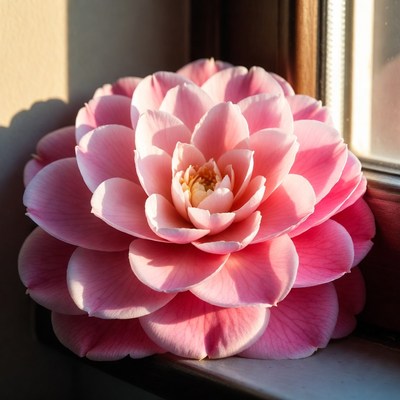 Pink Camellia Flower by Window