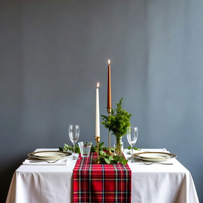Elegant holiday table with candles