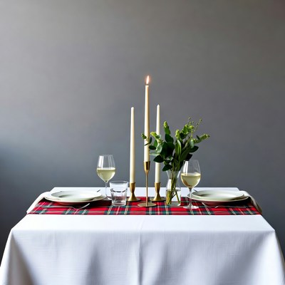 Romantic Candlelit Dinner Table Setup