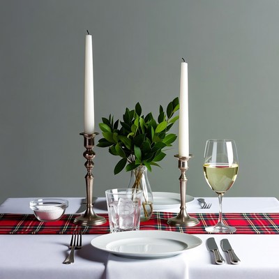 Elegant Table with Candles and Wine