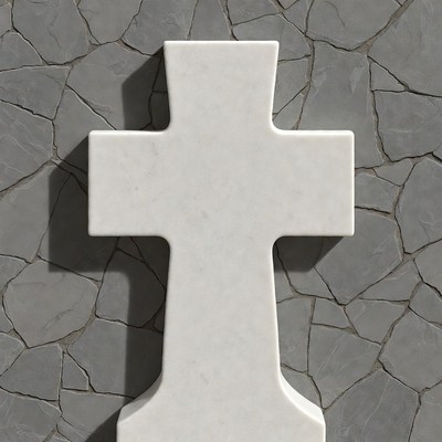 White Cross on Gray Stone Wall