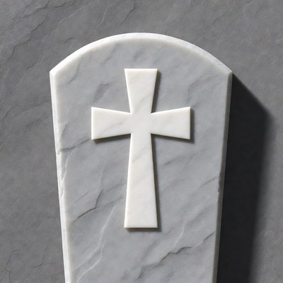 White Cross on Gray Marble Slab