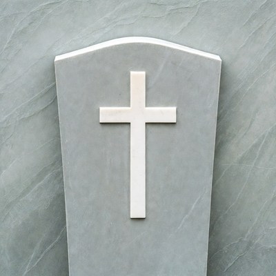 White Cross on Gray Headstone