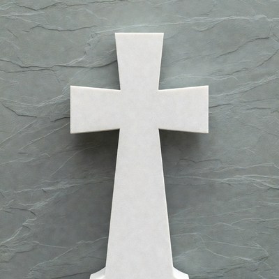 White Cross on Gray Stone Wall