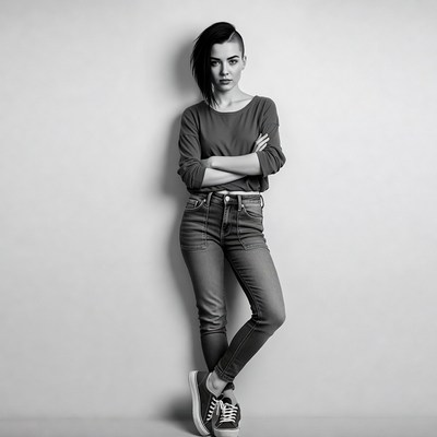 Undercut hairstyle woman arms crossed