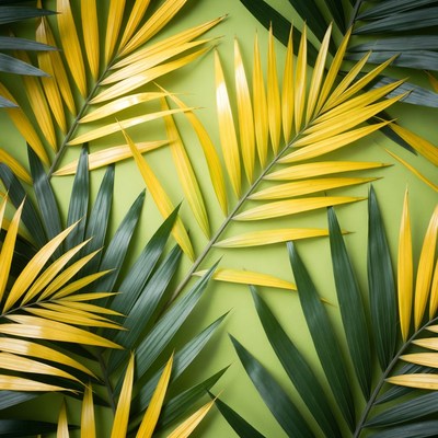 Yellow and Green Palm Leaves