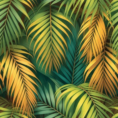 Tropical Palm Leaves Seamless Pattern