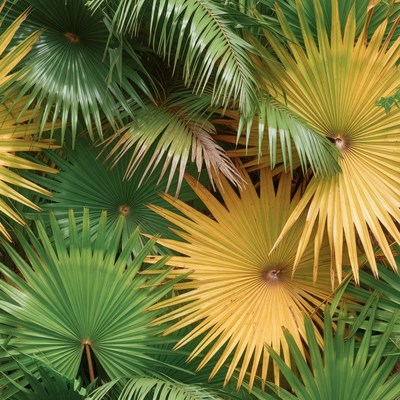 Vibrant Green and Yellow Palm Leaves