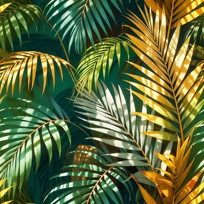 Vibrant Tropical Palm Leaves Pattern