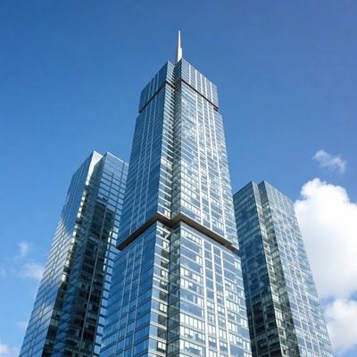 Modern Skyscrapers Against Blue Sky