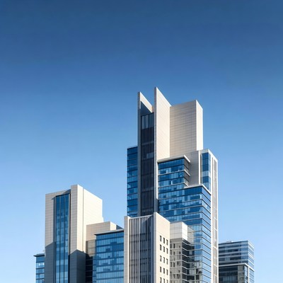 Modern Skyscrapers Against Blue Sky