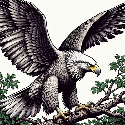 Bald Eagle Perched on Branch