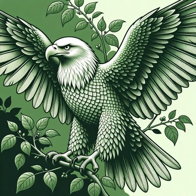 Bald eagle perched on branches