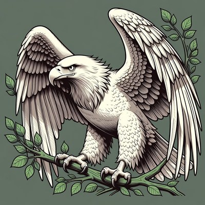 Bald Eagle Perched on Branch Illustration