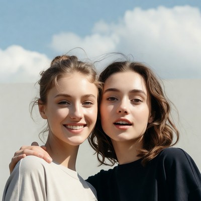Two young women smiling together outdoors
