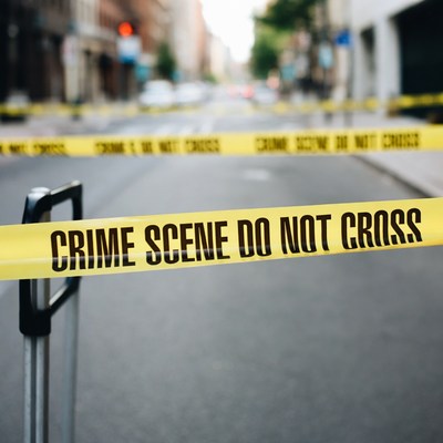 Crime Scene Tape on Urban Street