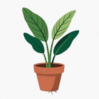 Potted Peace Lily Plant Illustration