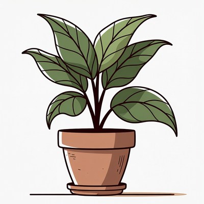 Potted Tropical Plant Illustration