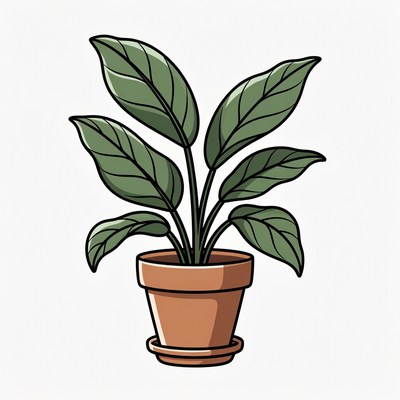 Green plant in terracotta pot