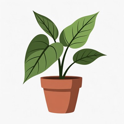 Potted Green Plant Illustration