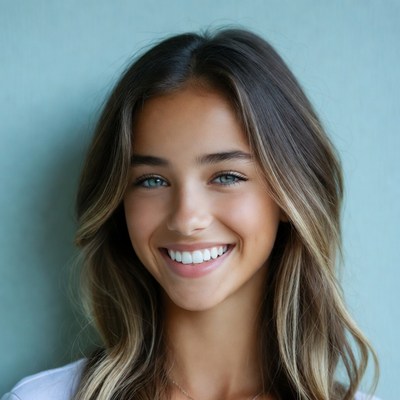 Smiling woman with balayage hair