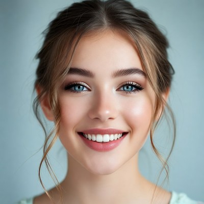 Smiling young woman with blue eyes