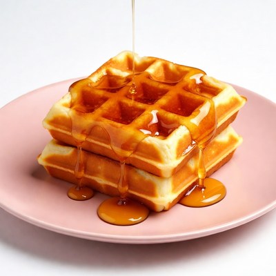 Waffles Dripping with Maple Syrup