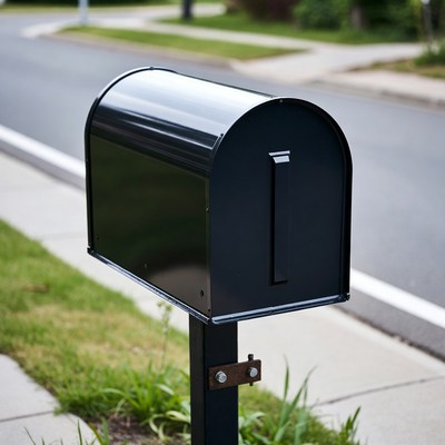 Black Mailbox on Street Curb
