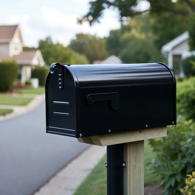 Black Mailbox on Suburban Street