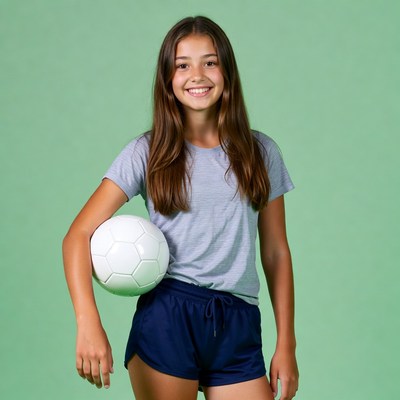 Girl holding soccer ball