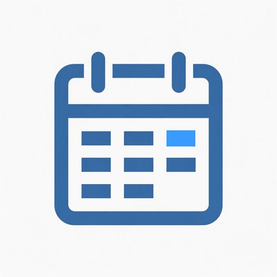 Blue Calendar Icon with Highlighted Date