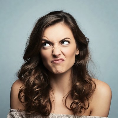 Woman making duck face pout