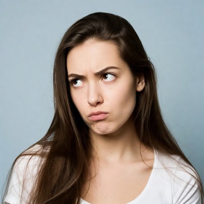 Woman with puzzled expression