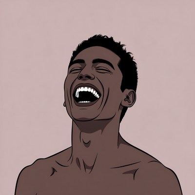 African-American man laughing illustration