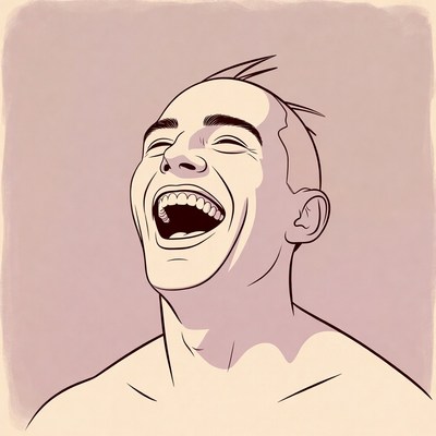 Man laughing with head tilted back