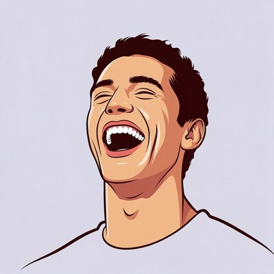 Man laughing with open mouth