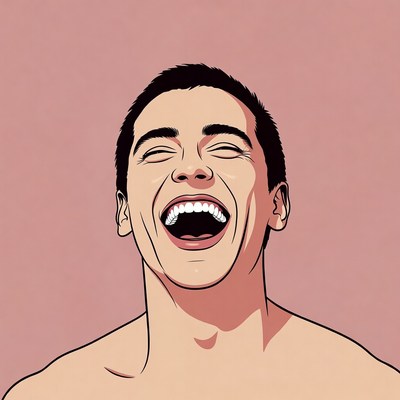 Man laughing with open mouth