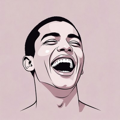 Man laughing with open mouth