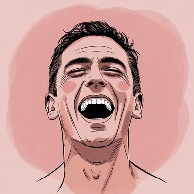 Man laughing with open mouth