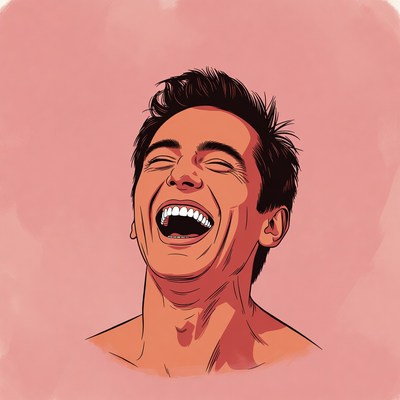Man laughing with joy