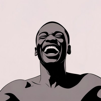 African-American man laughing illustration