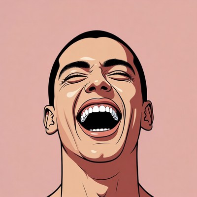 Man laughing with open mouth