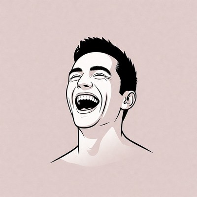 Man laughing with open mouth