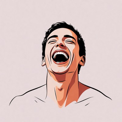 Man laughing with open mouth