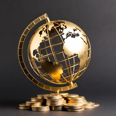 Golden Globe on Coin Stack