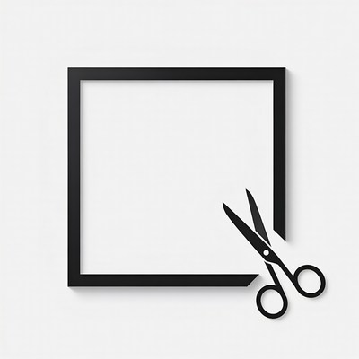 Scissors cutting black frame